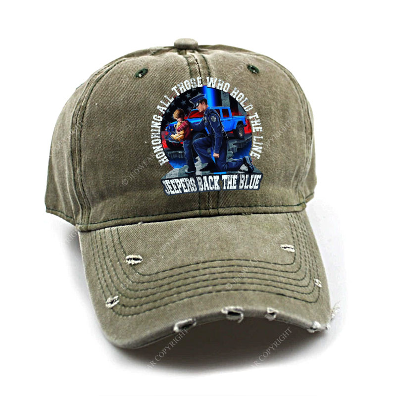 Police Honoring All Those Who Hold The Line Jeepers Back The Blue Jp Baseball Cap