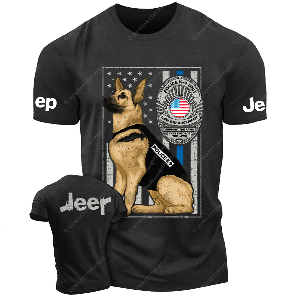 American Flag Police K9 Unit Police Dog Jp T-Shirt