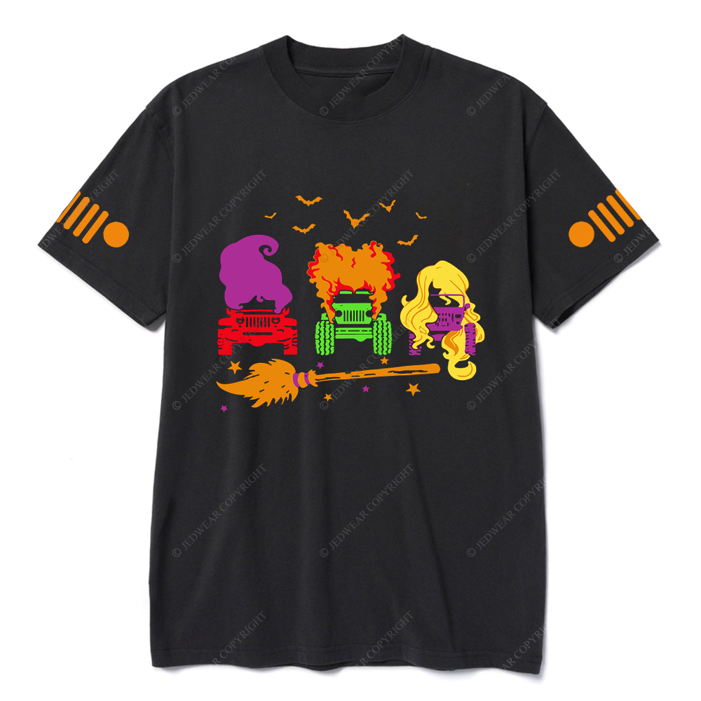 Halloween Three Witches Driving Broom JP T-shirt