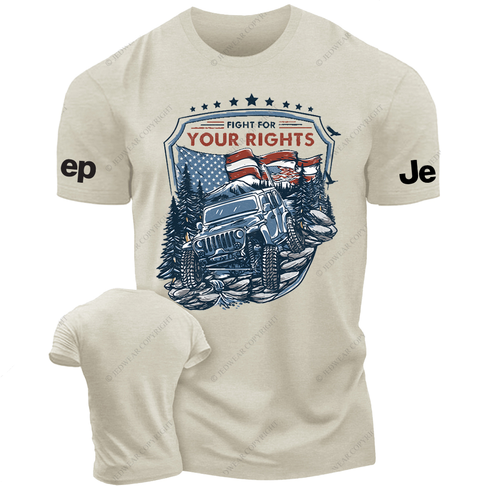 American Flag Fight For Your Rights Off-Road Vehicle Driving On The Road Jp T-Shirt