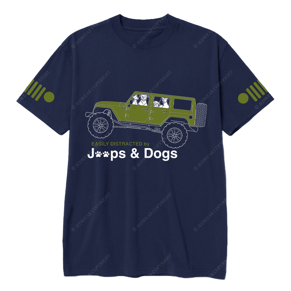 Dog Driving A Car Easily Distracted By Dogs T-Shirt