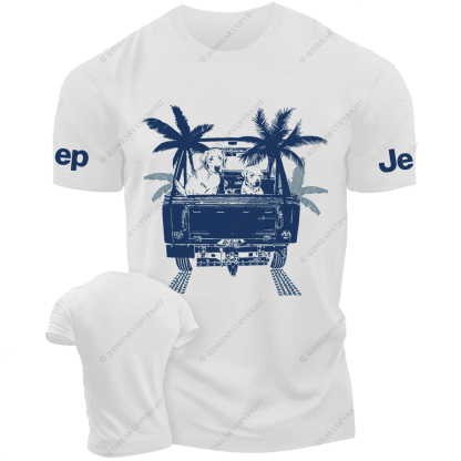 Palm Tree Dog In The Car Jp T-Shirt