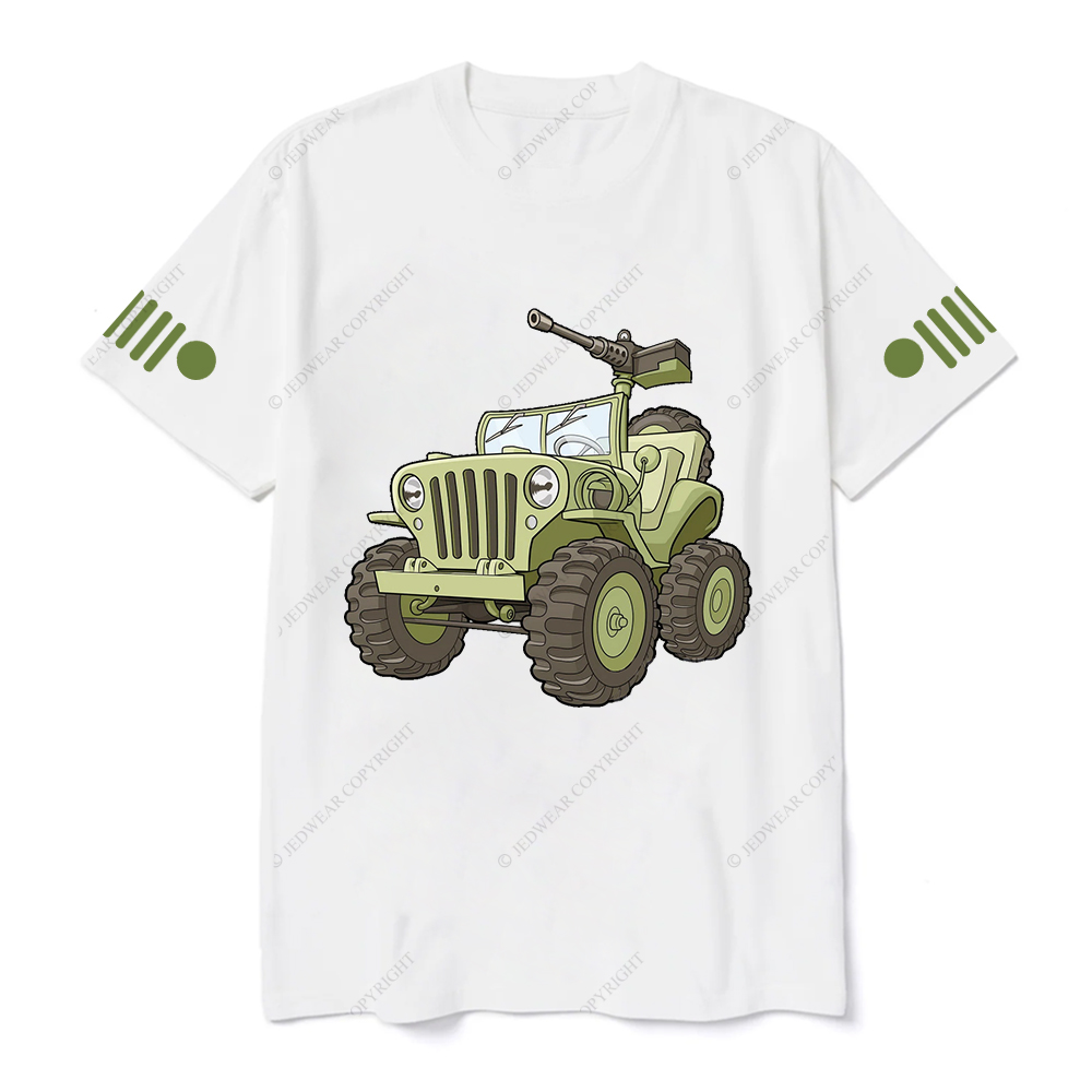Cartoon Green Four-Wheeled Vehicle Jp T-Shirt