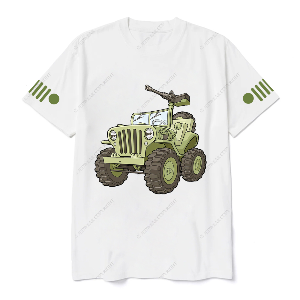 Cartoon Green Four-Wheeled Vehicle Jp T-Shirt