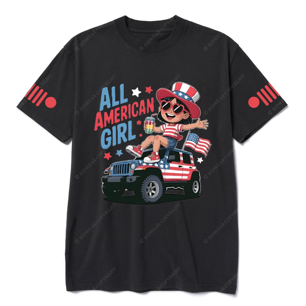 American Flag All American Girl Happily Drinking Juice Jp T-Shirt