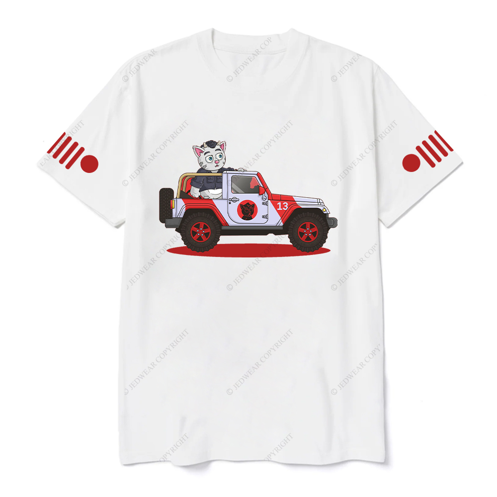 Jurassic Cat Driving On The Road Jp T-Shirt