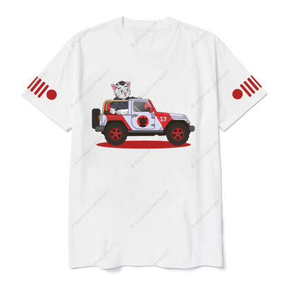 Jurassic Cat Driving On The Road Jp T-Shirt