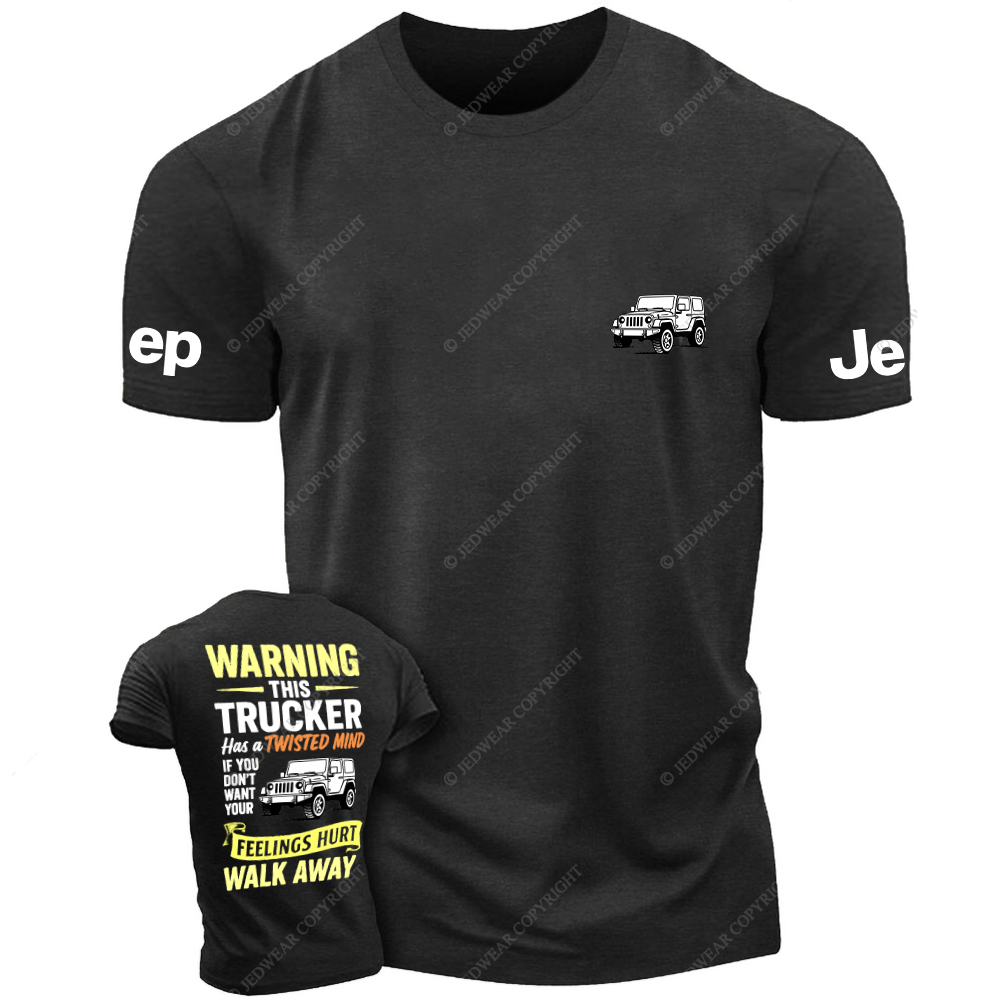 Warning Twisted Mind Trucker Apparel Funny Quote T-Shirt Jp T-Shirt