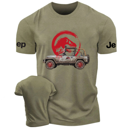 Dinosaur On The Back Of An Off-Road Vehicle Painting Jp T-Shirt