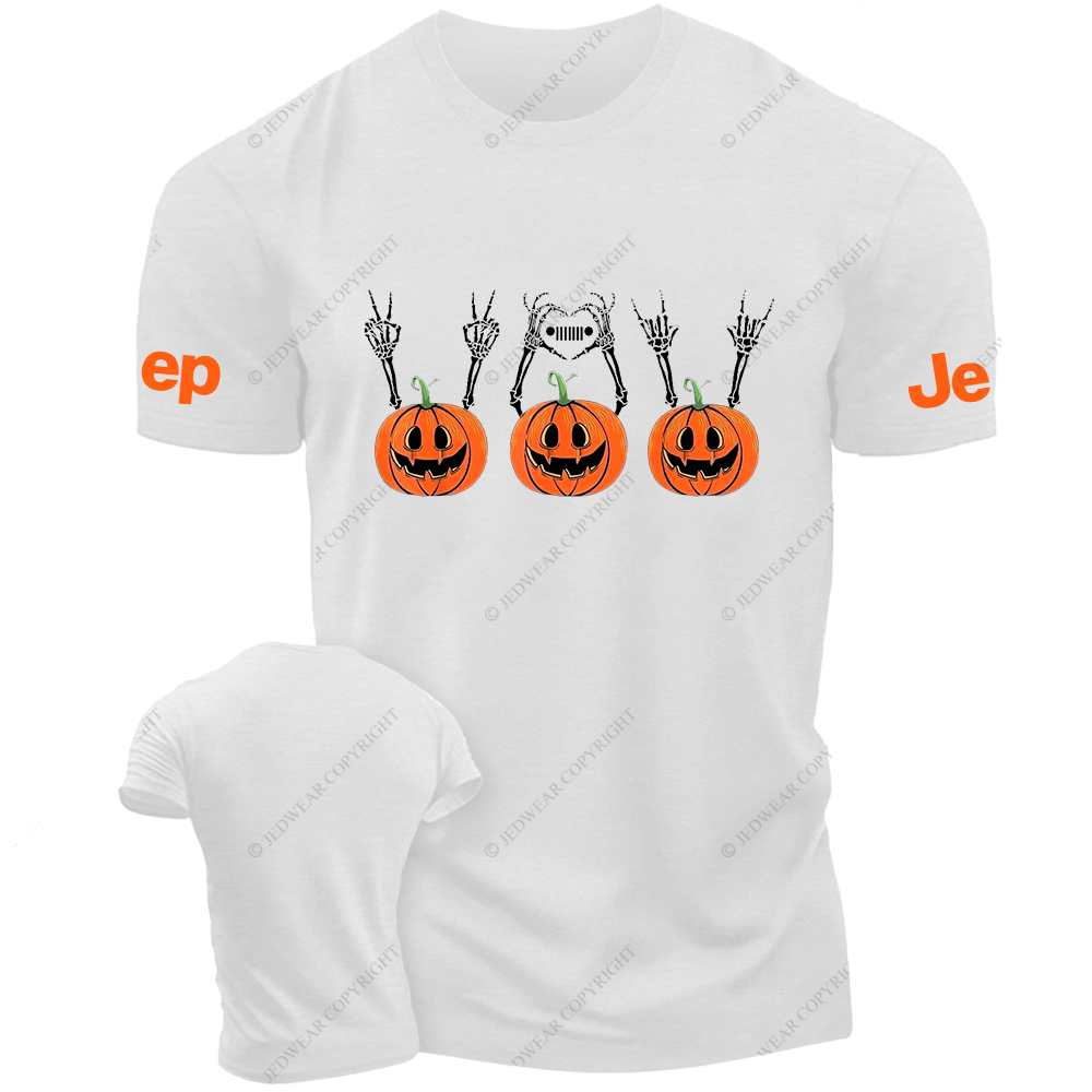 Three Pumpkin Halloween Skull Jp T-Shirt