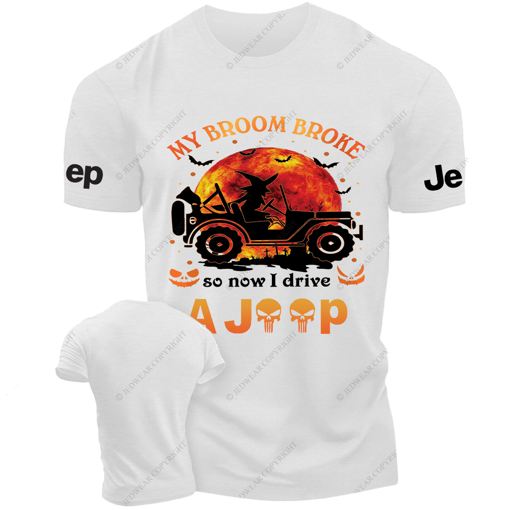 Halloween Pumpkin Bat My Broom Broke So Now I Drive A Car Jp T-Shirt