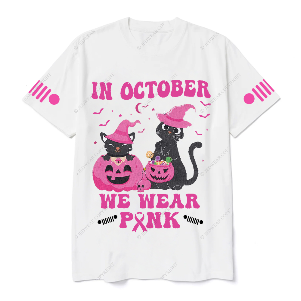 Breast Cancer In October We Wear Pink Cat Jp T-shirt