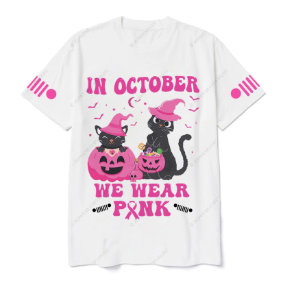 Breast Cancer In October We Wear Pink Cat Jp T-shirt