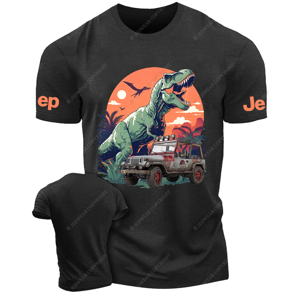 Jurassic Dinosaur On The Back Of A Vehicle Jp T-Shirt