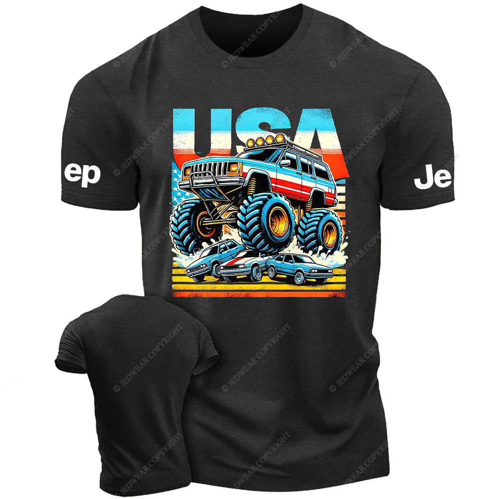 USA Flag Cherokee XJ 4x4 USA Off-Road Vintage Old School Vehicle Jp T-Shirt