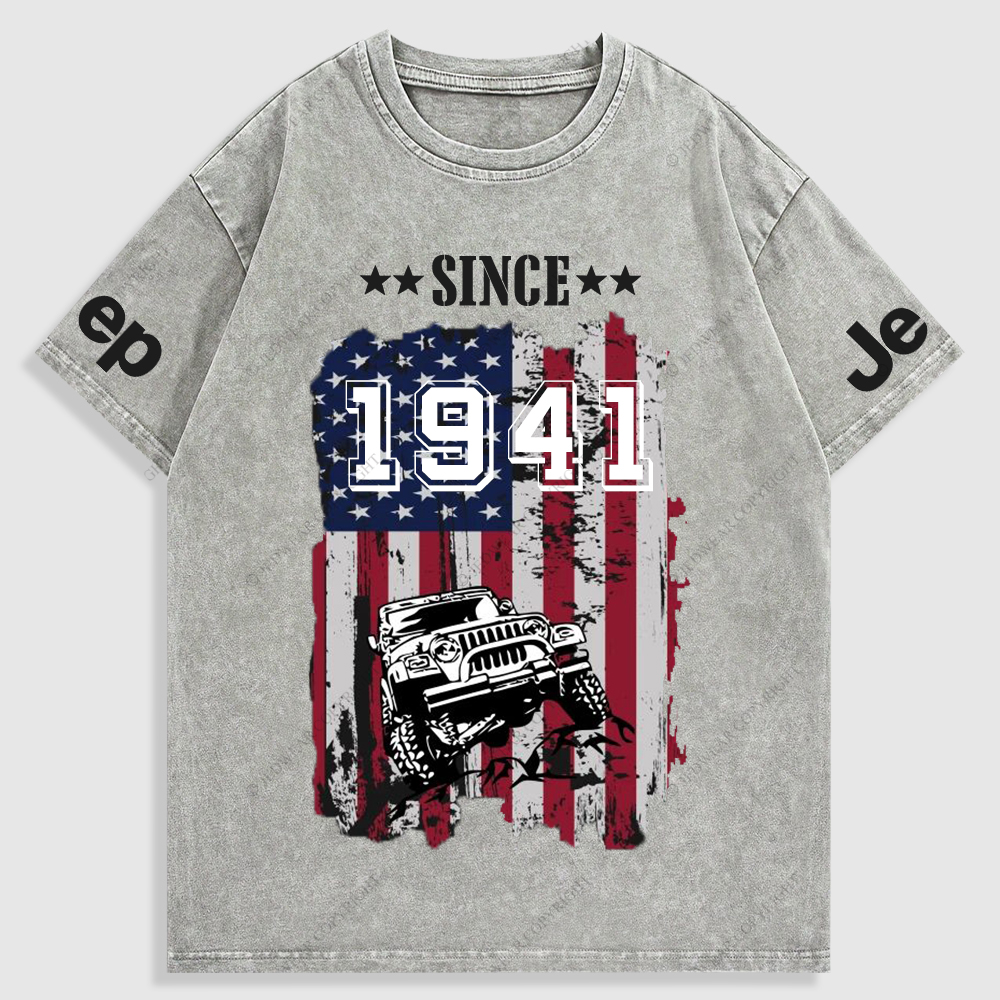 Jp American Flag Since 4X4 Cars Washed T-Shirt