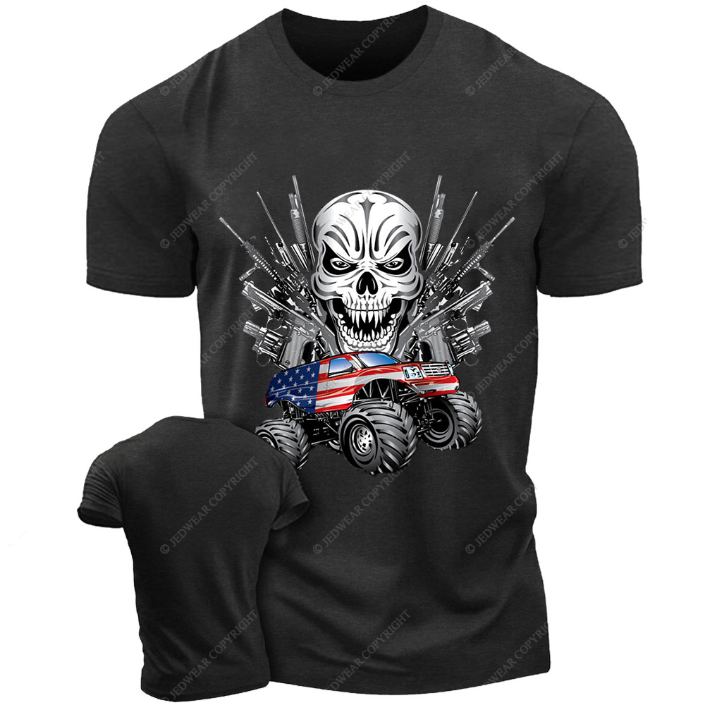 American Flag Off-Road Skull Gun Jp T-shirt