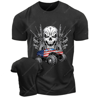 American Flag Off-Road Skull Gun Jp T-shirt