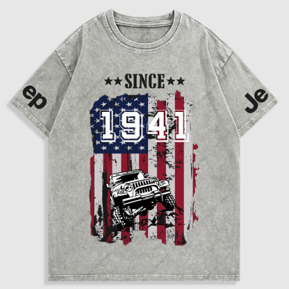 Jp American Flag Since 4X4 Cars Washed T-Shirt