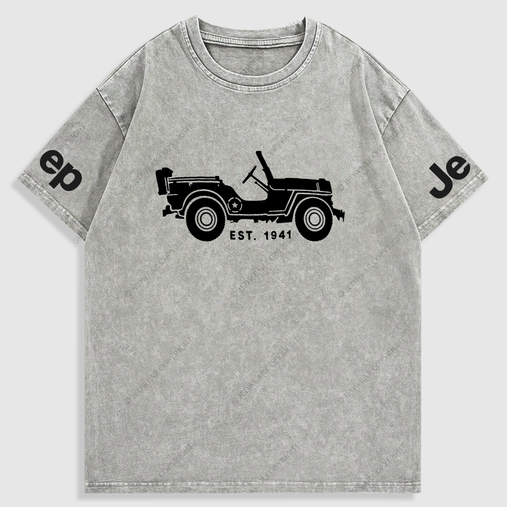 Jp Vintage Military Star 4X4 Cars Washed T-Shirt