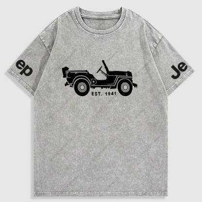 Jp Vintage Military Star 4X4 Cars Washed T-Shirt