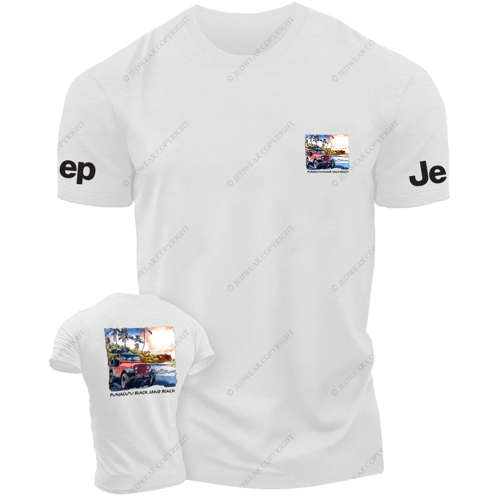 Black Sand Beach Coconut Tree JP T-Shirt