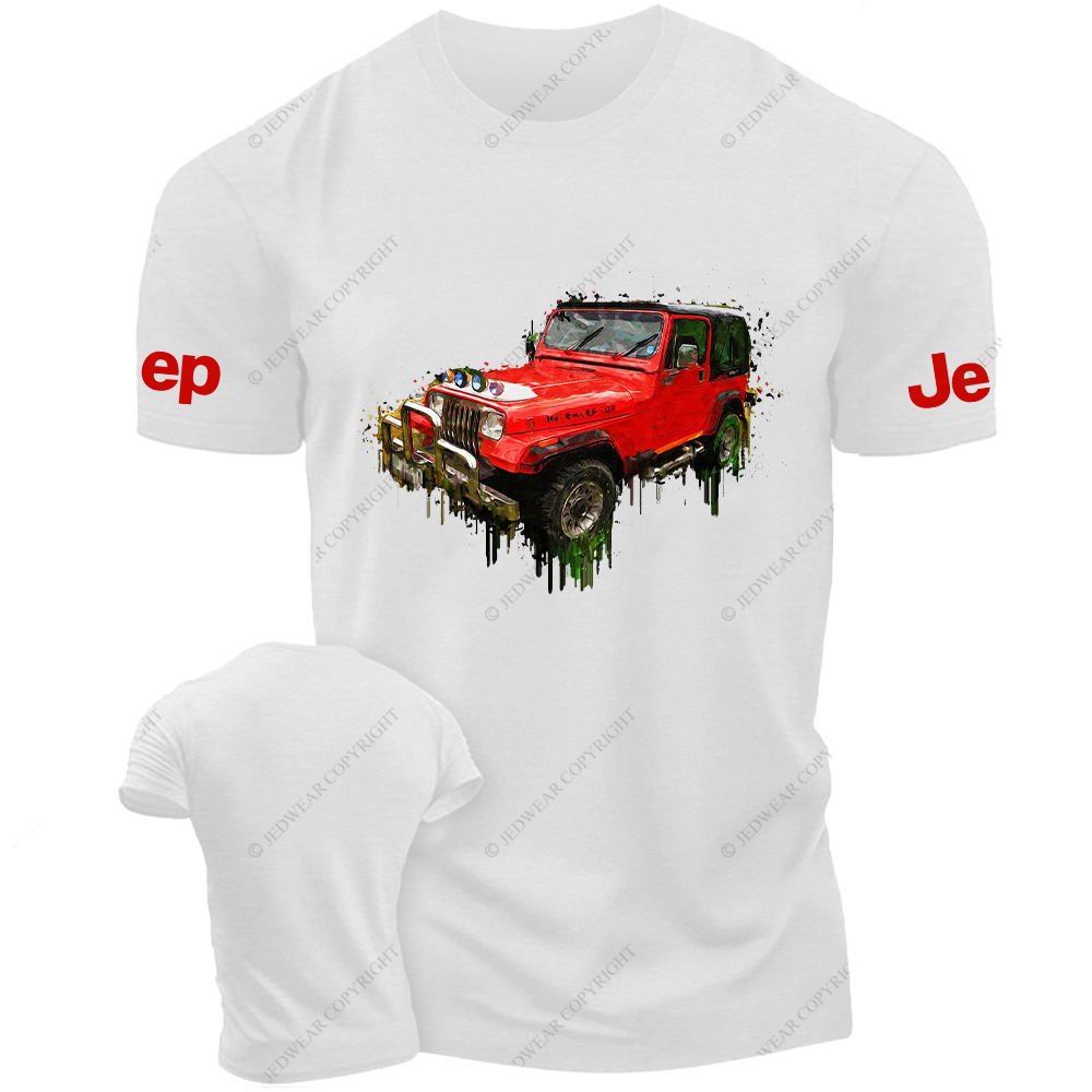 Red Car Off-Road Acrylic Painting Jp T-Shirt