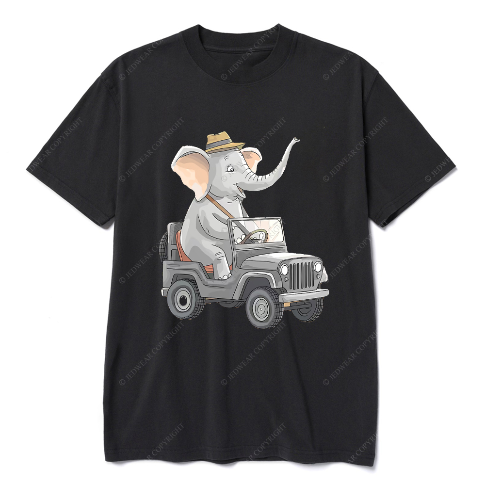 Elephant Driving Car Cartoon Jp T-Shirt