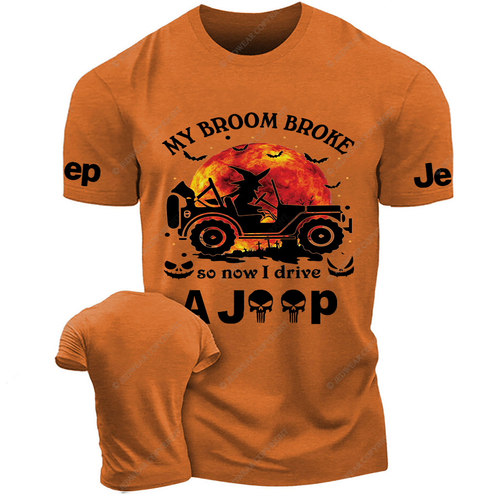 Halloween Pumpkin Bat My Broom Broke So Now I Drive A Car Jp T-Shirt
