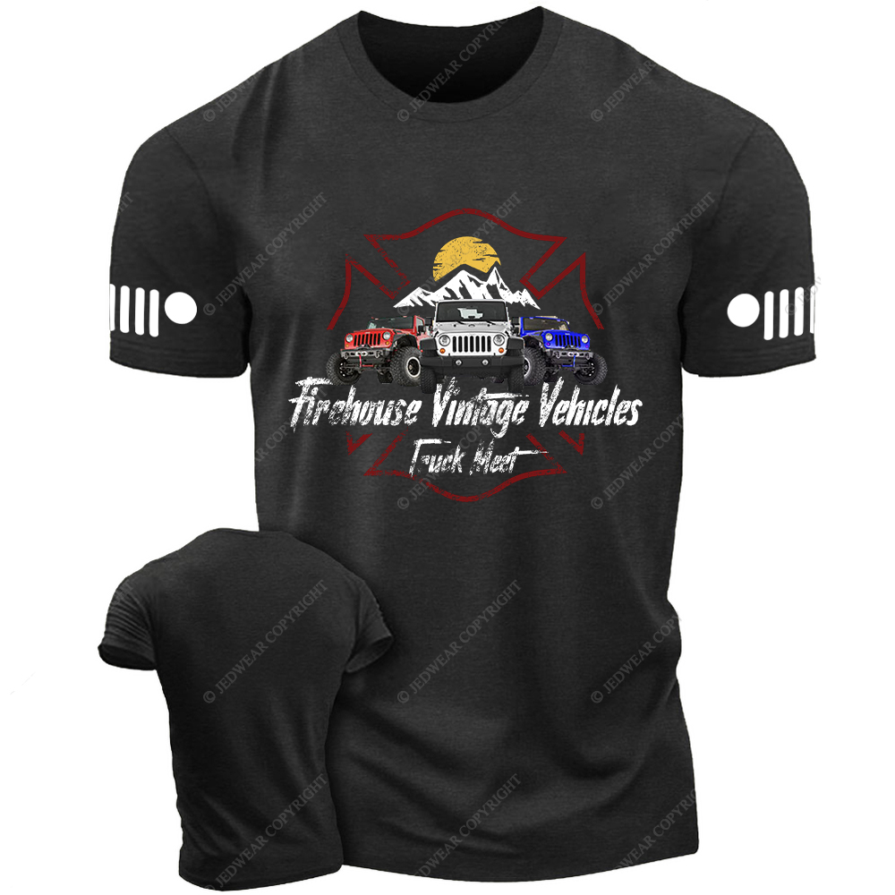 Firefighter Firehouse Vintage Vehicles Truck Meet Jp T-Shirt