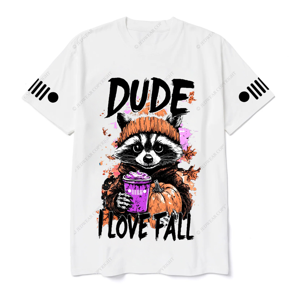 Feral Girl I Love Fall  Raccoon  Autumn Pumpkin Jp T-Shirt