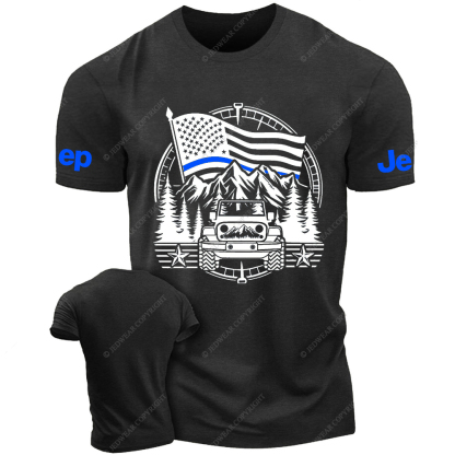 Police Patriotic Off-Road USA Flag Adventure Compass Jp T-Shirt