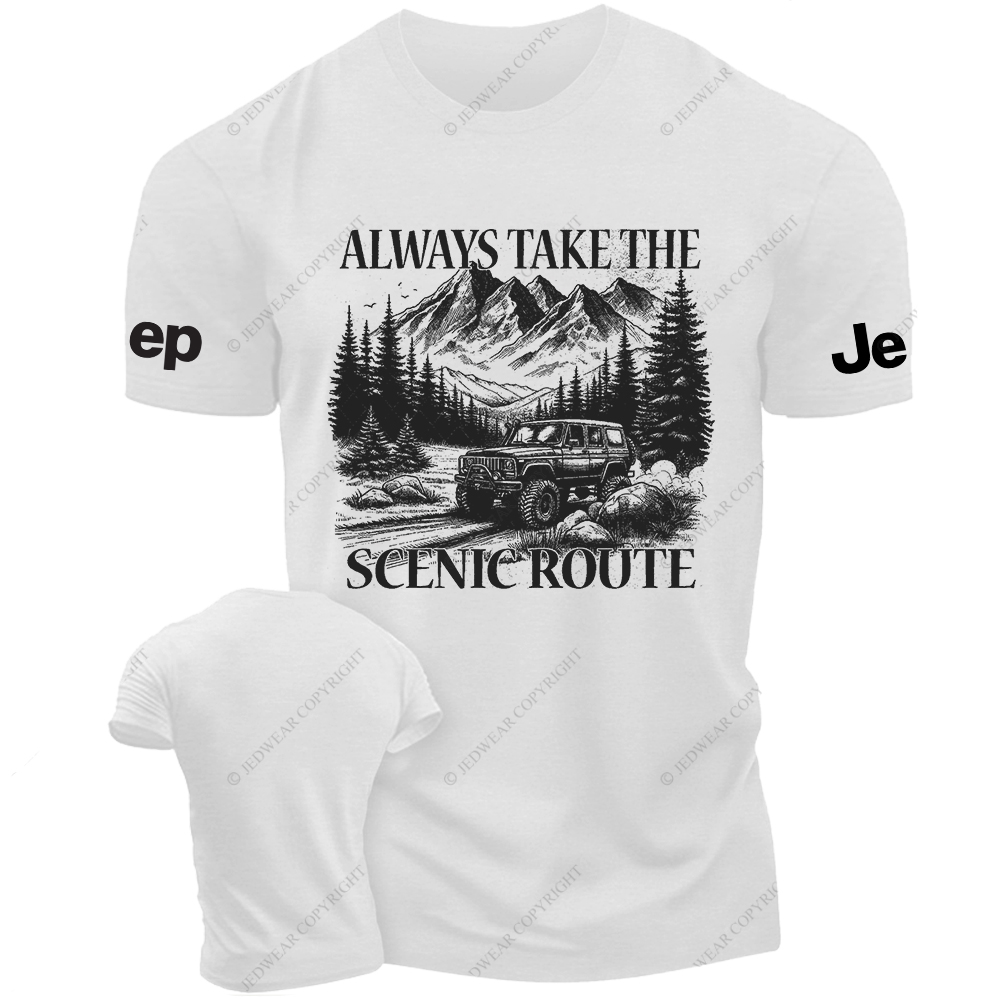 Always Take The Scenic Route Camping Travel Adventure Hiking Jp T-Shirt