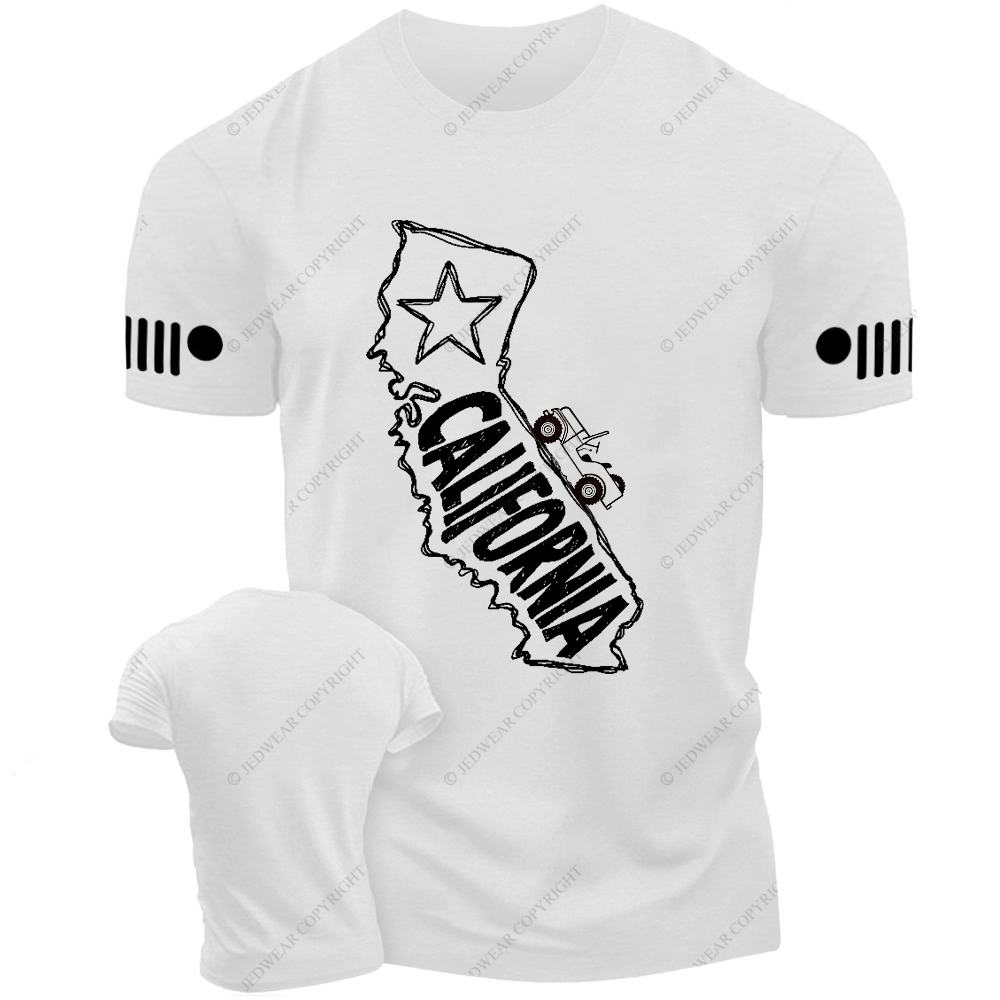 California Map Star Black And White Sketch Jp T-Shirt