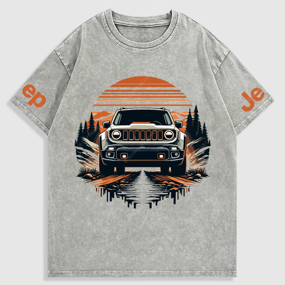 Sunset Tree Stones Mountain Meadow  Washed T-Shirt