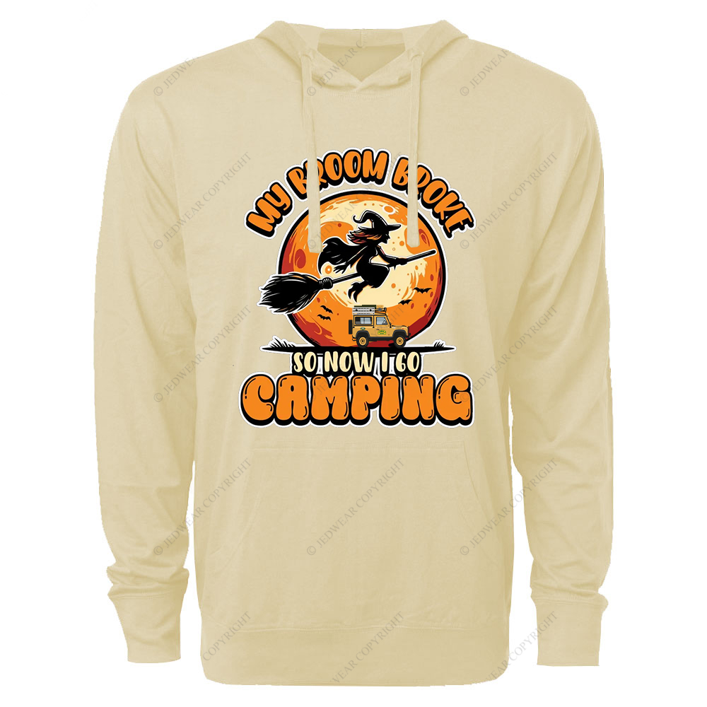 Halloween My Broom Broke So Now I Go Camping Jp Oversized Lightweight Hoodie