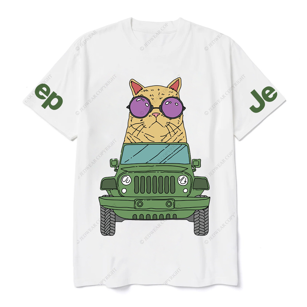 Cat Wearing Sunglasses Riding Car on Mouse Pad Jp T-Shirt