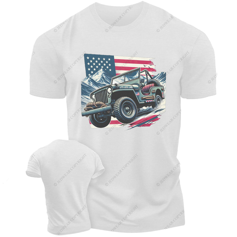 Willy's MB American Flag Classic Military Vehicle Jp T-Shirt