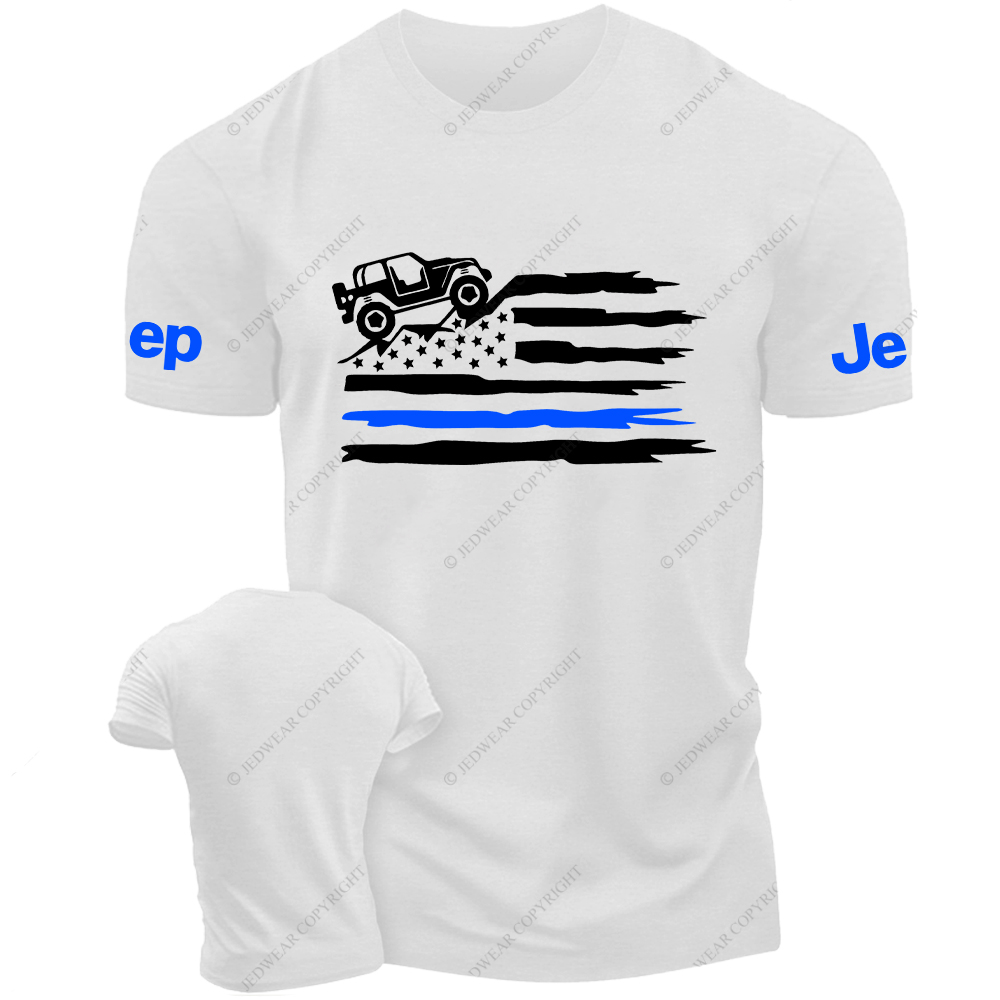 Off-Road Mountain Distressed American Flag Jp T-Shirt