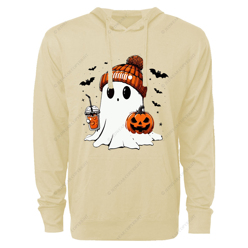 Halloween Ghost Pumpkin Coffee Jp Oversized Lightweight Hoodie