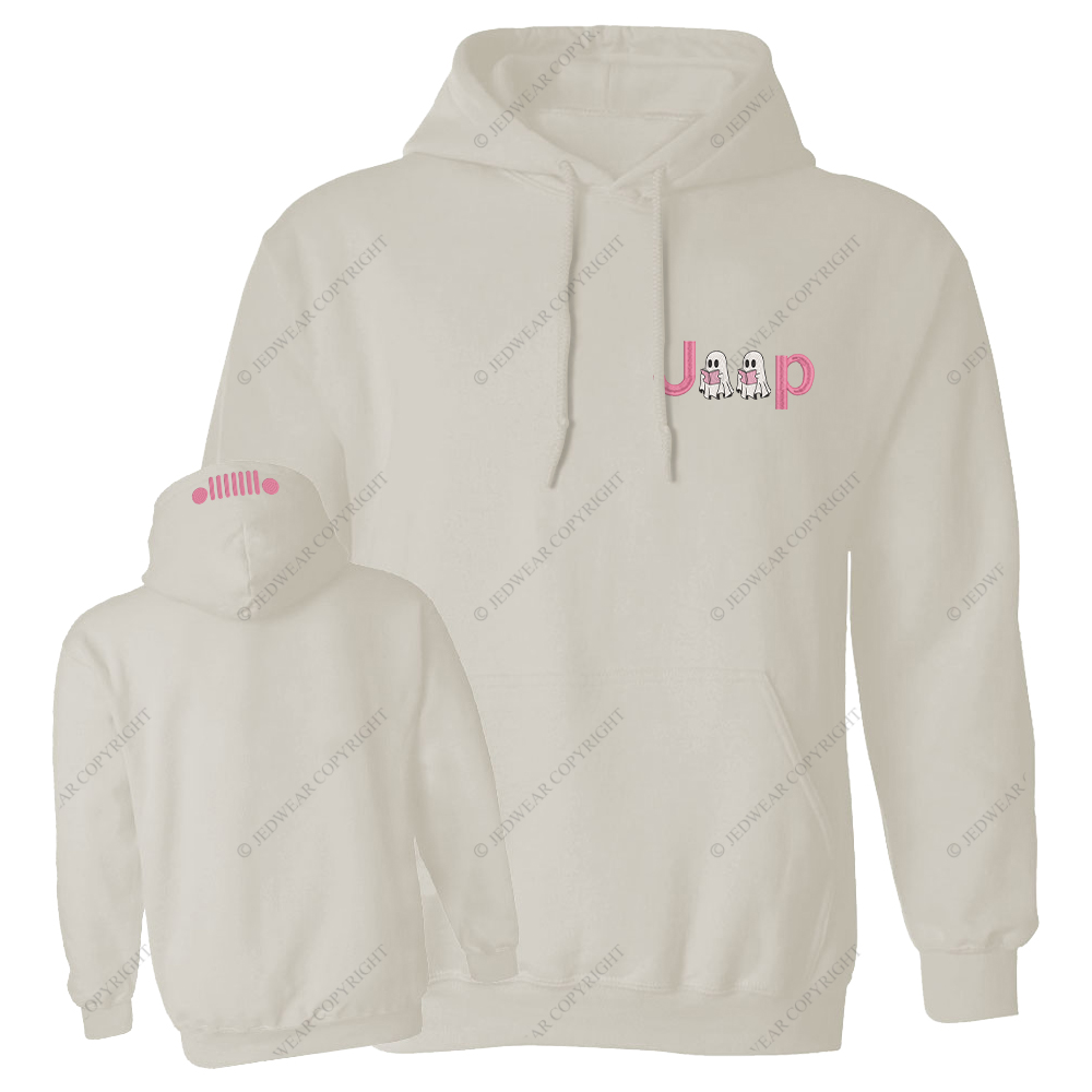 Pink Halloween Reading Ghosts Jp Embroidered Casual Hoodie
