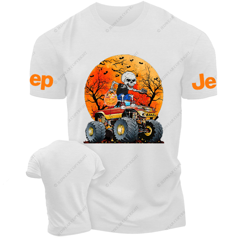 Skeleton Monster Truck Kid Boy Moon Candy Halloween Jp T-Shirt
