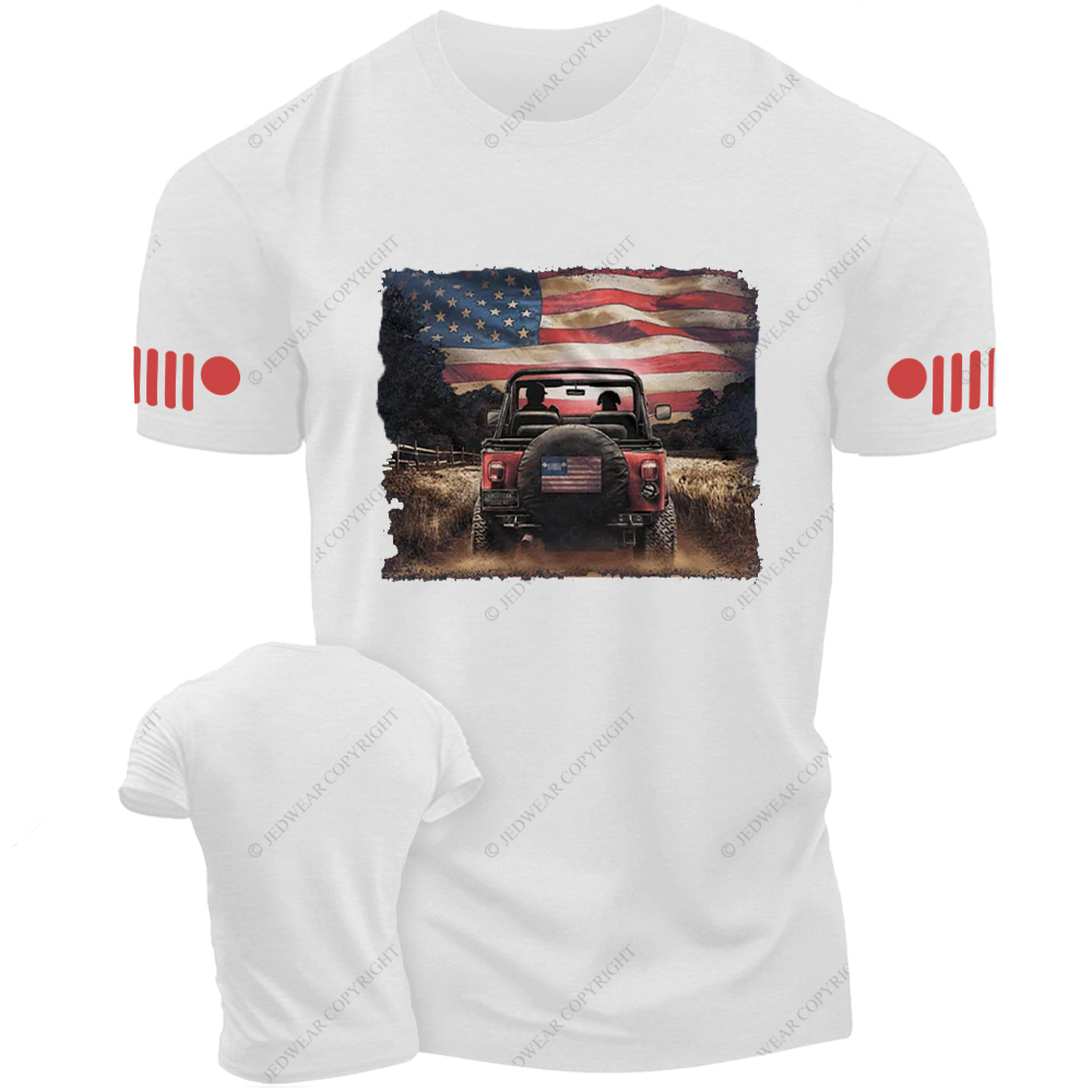 Country Road American Flag Dog Jp T-Shirt