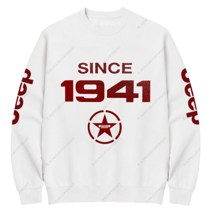 Vintage Military Star Circle Since 1941 Jp Crew Neck Sweatshirt