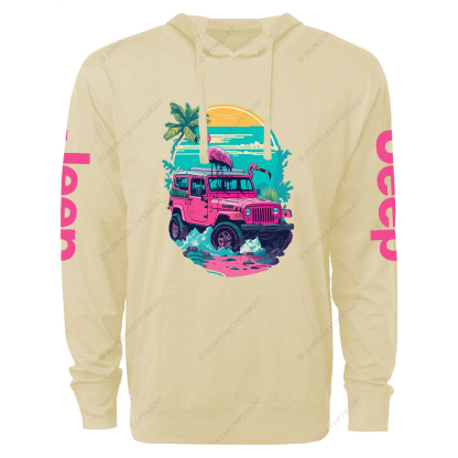 Pink Off-Road And Pink Swan Flamingo On The Seashore Jp Lightweight Hoodie