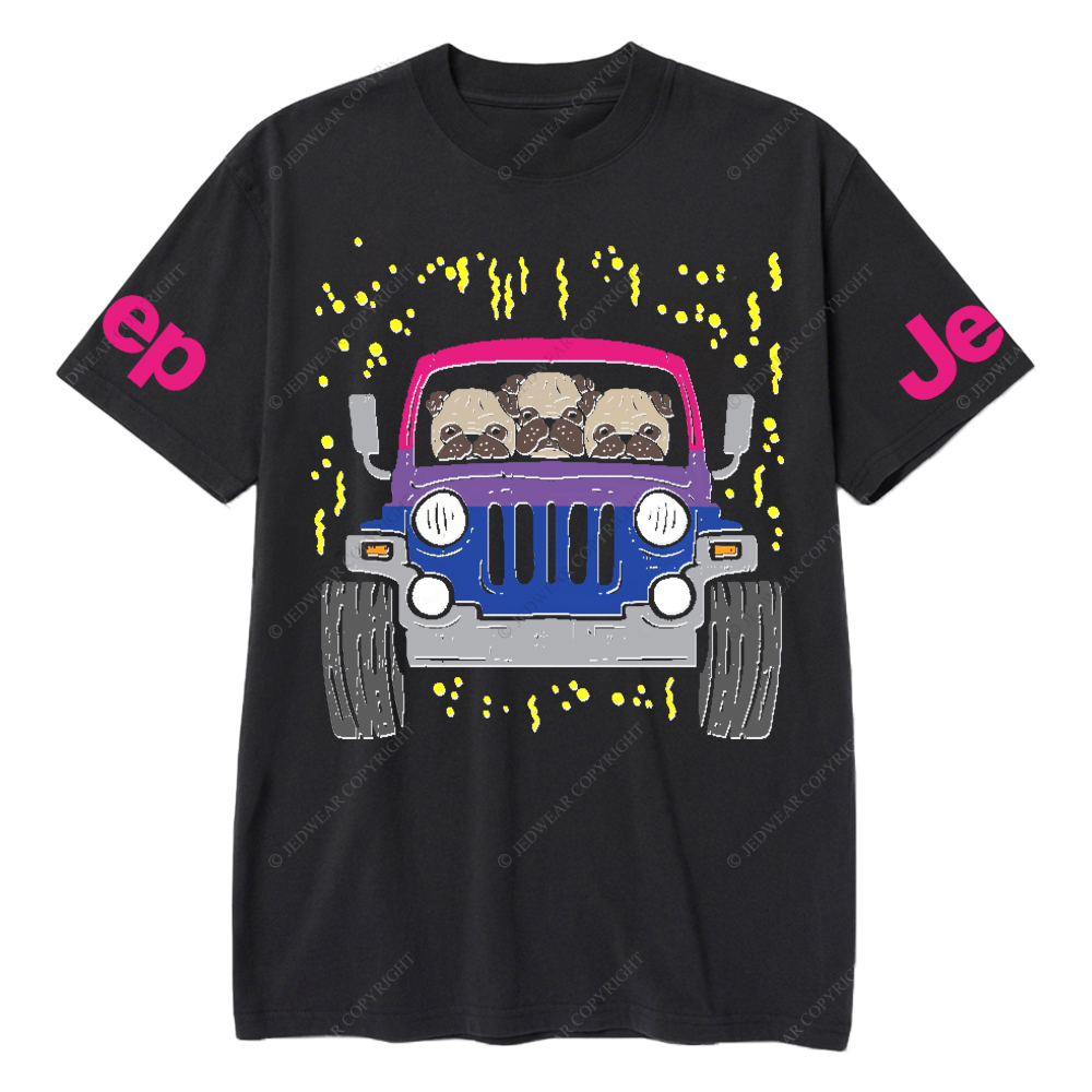 Three Shar Pei Dogs Driving A Car Jp T-Shirt 