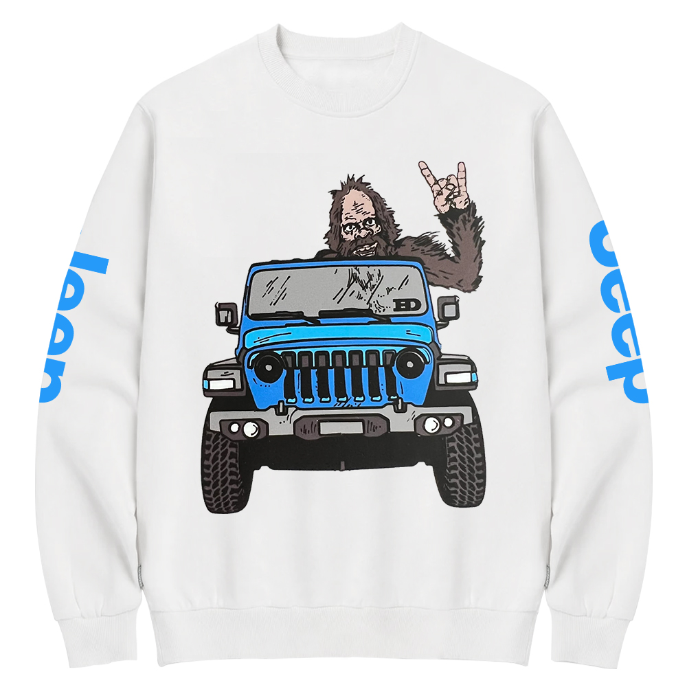 Sasquatch Driving A Car Jp Crew Neck Sweatshirt