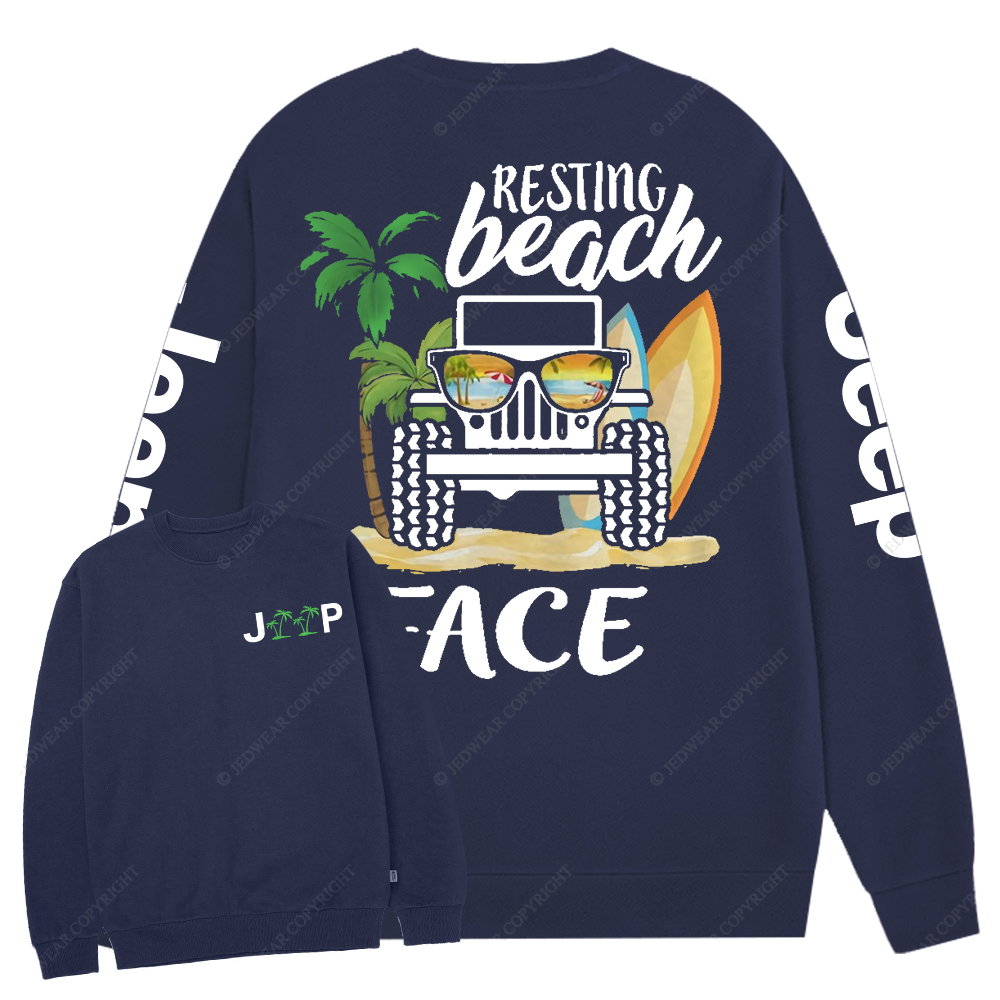 Resting Beach Face Surf Jp Crew Neck Sweatshirt