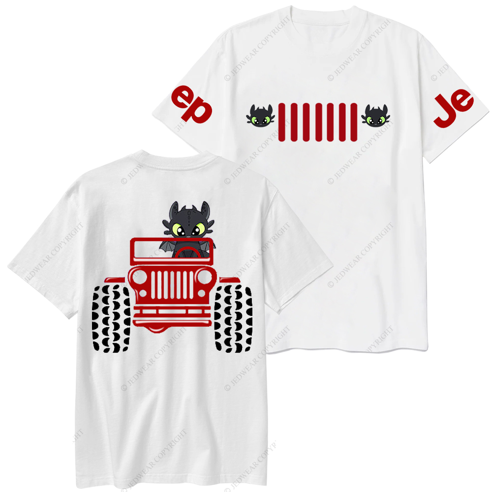A Little Bat Is Driving A Car Front And Back Design Jp T-Shirt 