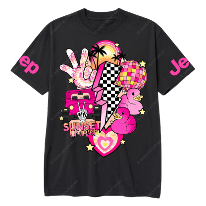 Pink off-Roading Vehicle Sunset Chaser Rubber Duck Jp T-Shirt